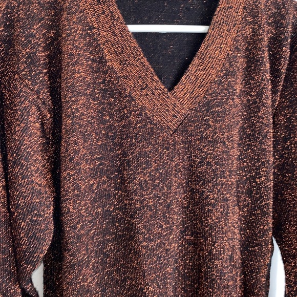 🌟LAST CHANCE 🌟 Vintage Vee Neck Copper Sweater - Picture 2 of 5